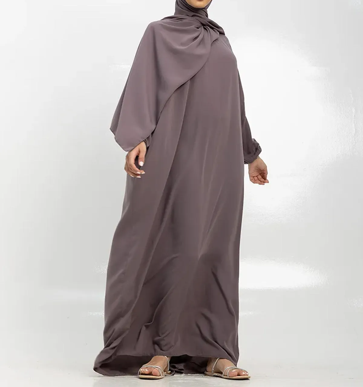 Mauve Instant Hijab Abaya