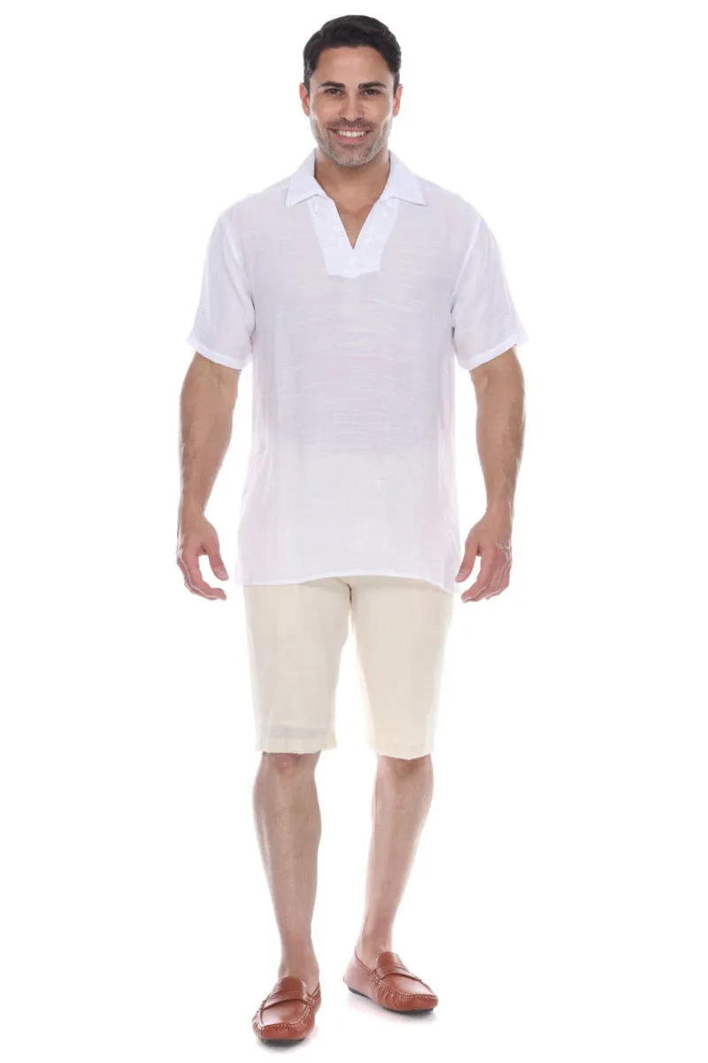 Men's V-Neck Collar Beachwear Short Sleeve Shirt