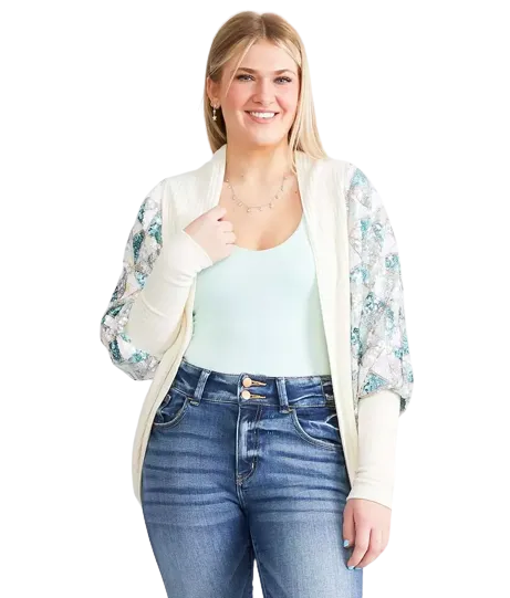 Miss Me Woman's Sequin Dolman Cardigan