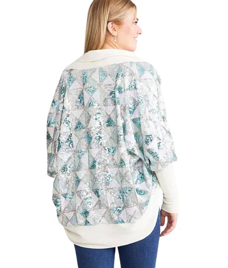 Miss Me Woman's Sequin Dolman Cardigan