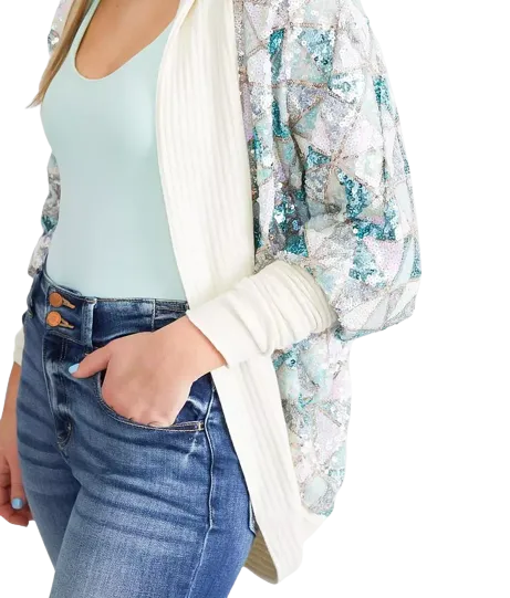 Miss Me Woman's Sequin Dolman Cardigan