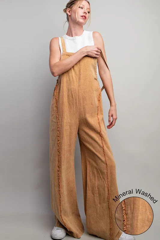 Mustard Mineral Washed Adjustable Jumpsuit