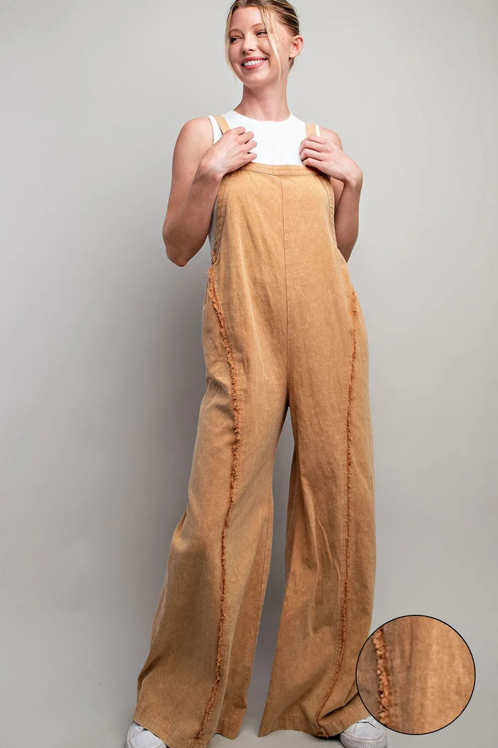 Mustard Mineral Washed Adjustable Jumpsuit