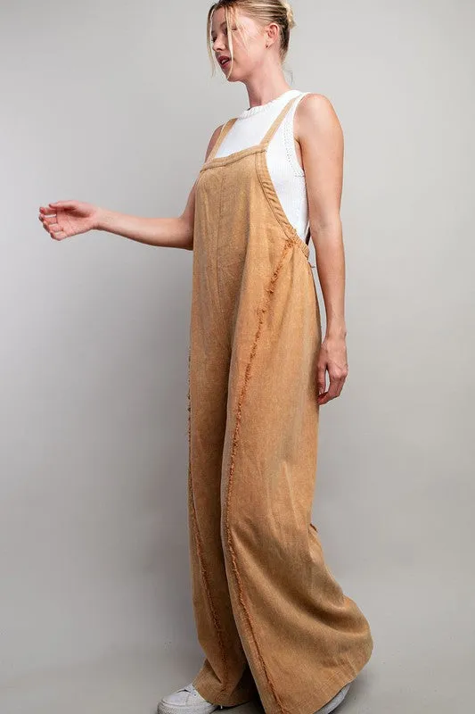 Mustard Mineral Washed Adjustable Jumpsuit