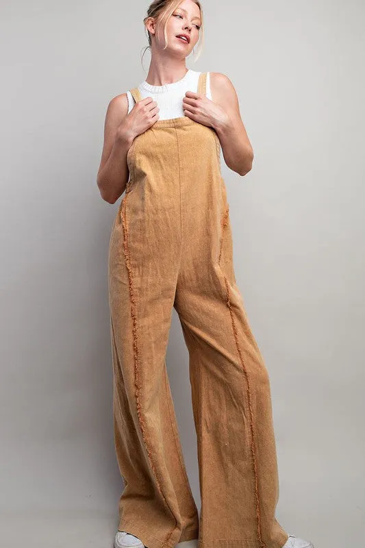 Mustard Mineral Washed Adjustable Jumpsuit
