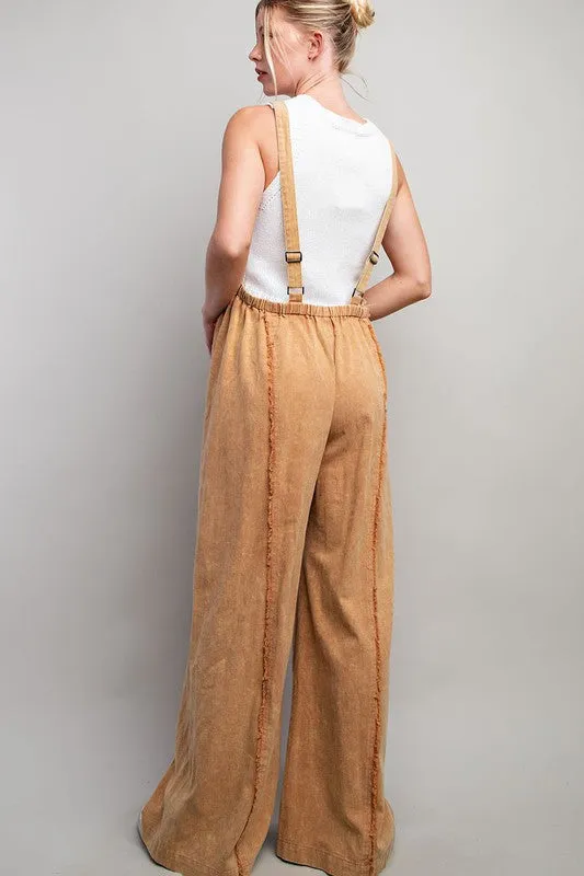 Mustard Mineral Washed Adjustable Jumpsuit