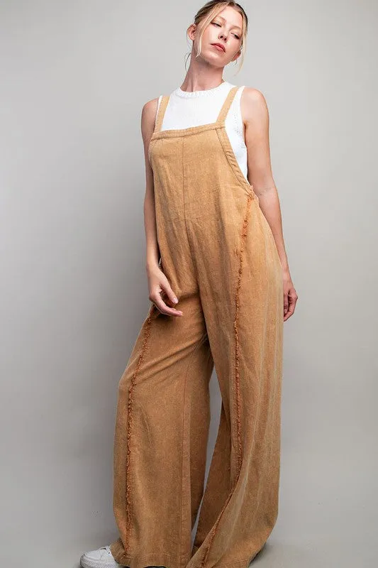 Mustard Mineral Washed Adjustable Jumpsuit