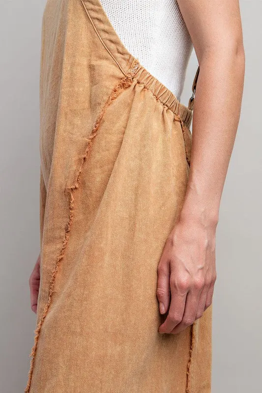 Mustard Mineral Washed Adjustable Jumpsuit