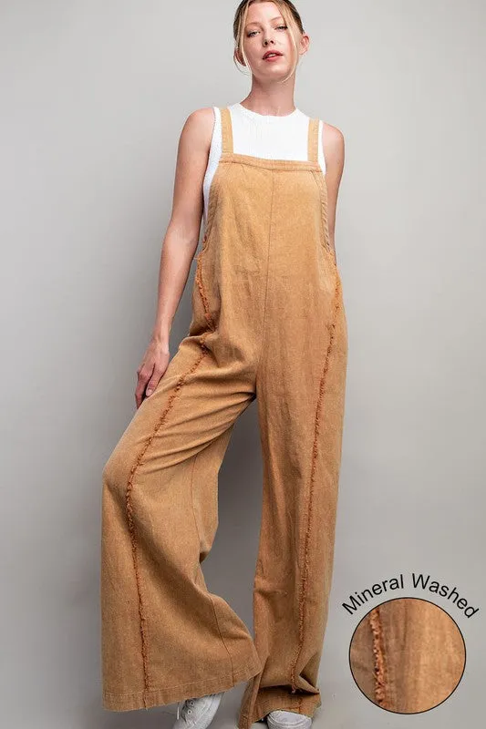 Mustard Mineral Washed Adjustable Jumpsuit