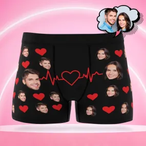 Personalized Two Face Boxer Briefs Men's Heart Underwear Gift for Couple