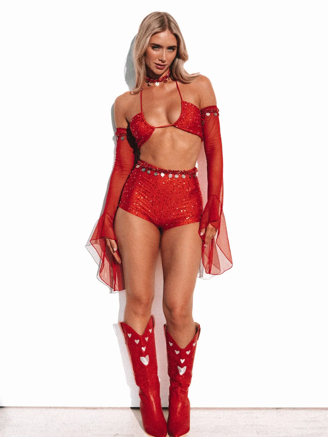 PIXIE ARM WARMERS - RED