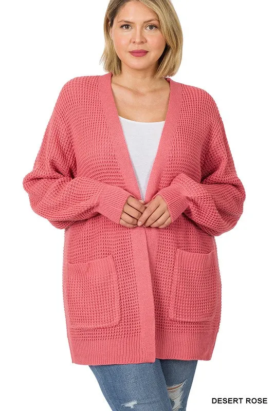 Plus Size Waffle Cardigan