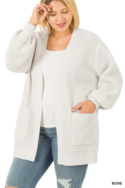 Plus Size Waffle Cardigan