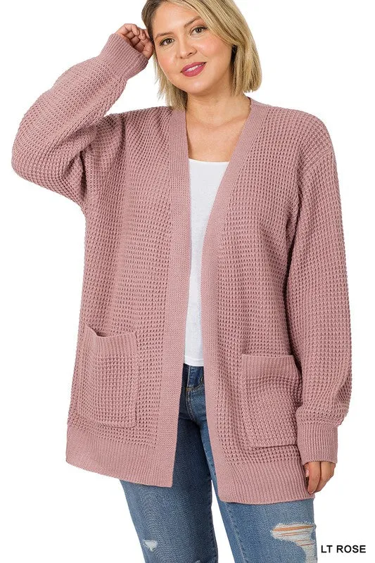 Plus Size Waffle Cardigan