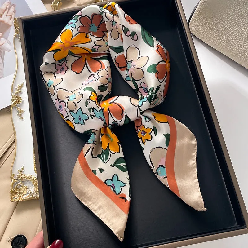 Pre Order:  Floral Contrast Trim Square Scarf