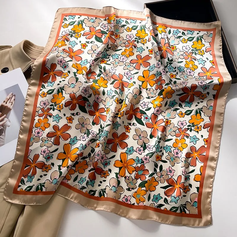 Pre Order:  Floral Contrast Trim Square Scarf