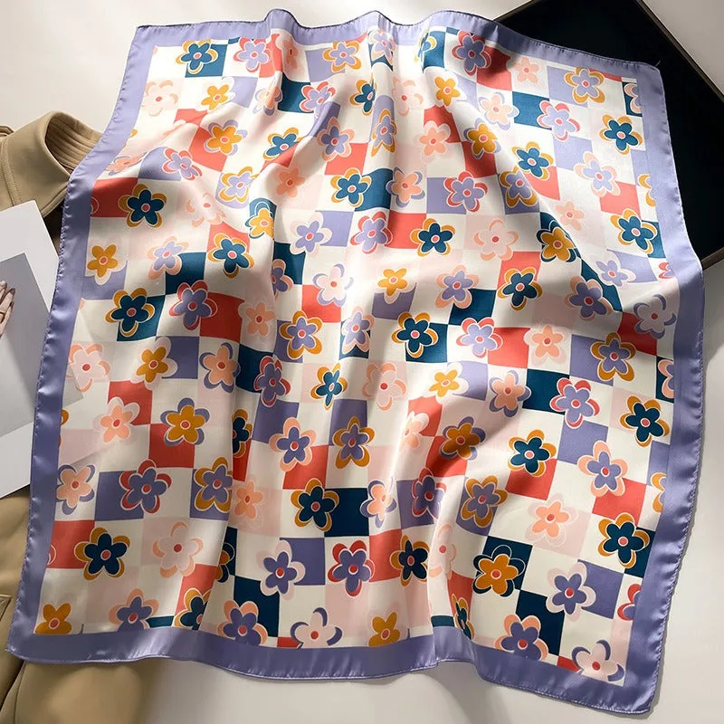 Pre Order:  Floral Contrast Trim Square Scarf