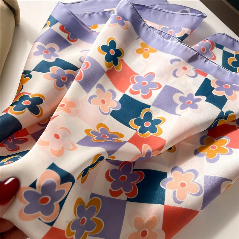 Pre Order:  Floral Contrast Trim Square Scarf