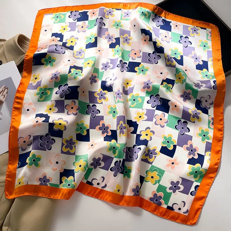 Pre Order:  Floral Contrast Trim Square Scarf