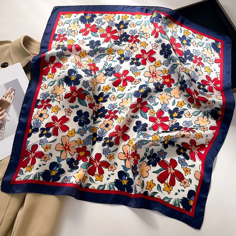 Pre Order:  Floral Contrast Trim Square Scarf