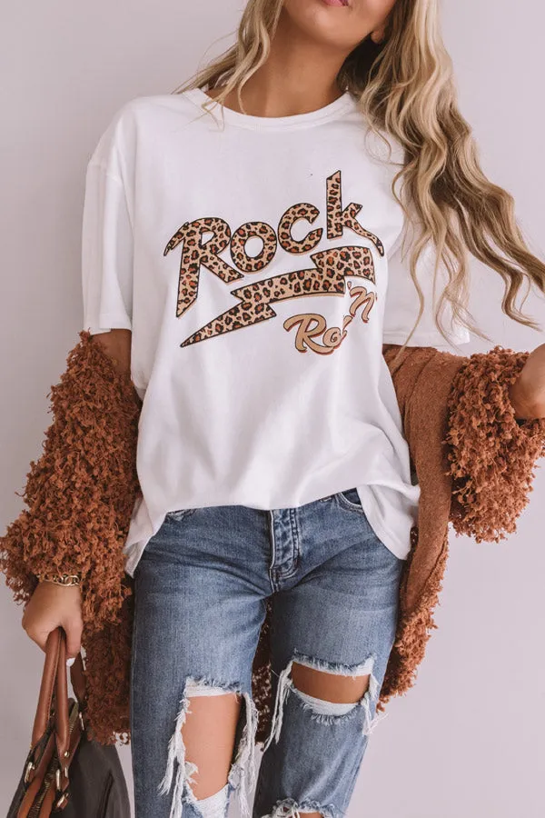 Rock N' Roll Leopard Shift Tee In White