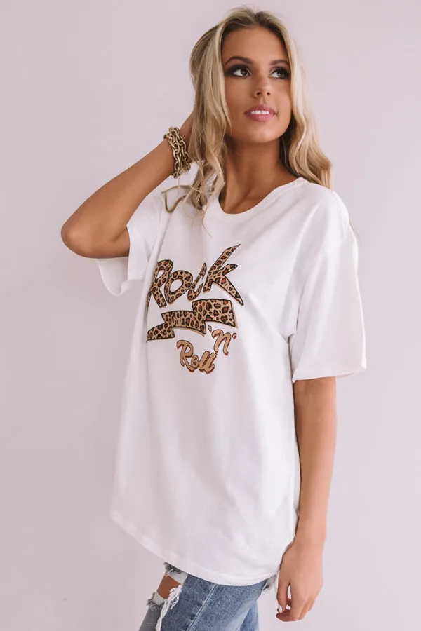 Rock N' Roll Leopard Shift Tee In White