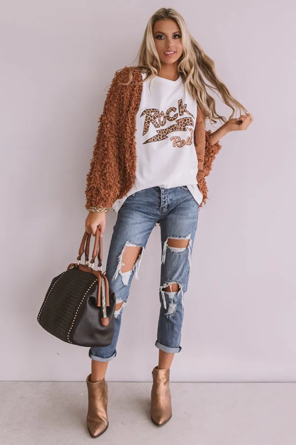 Rock N' Roll Leopard Shift Tee In White