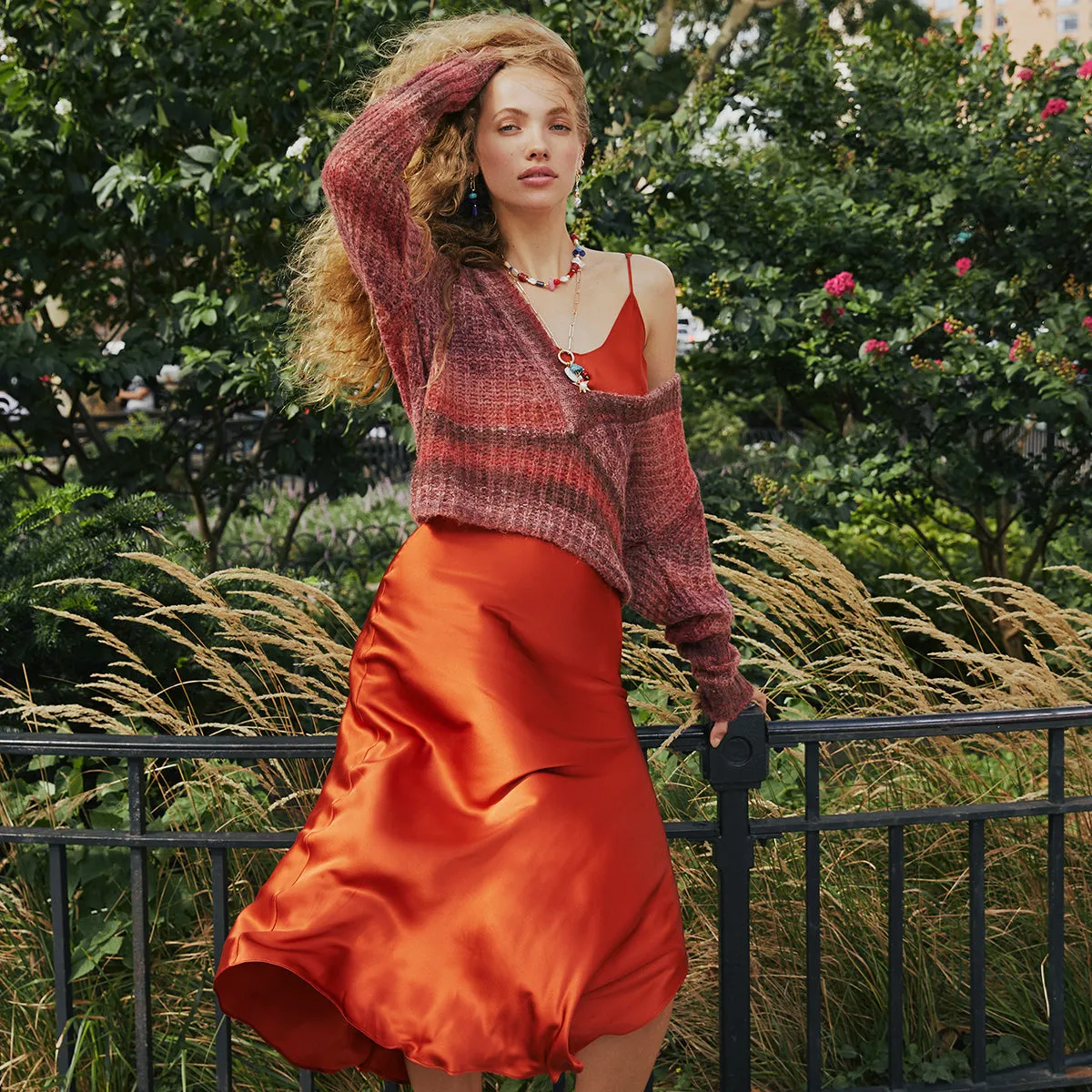 Rust Mohair V-Neck Pullover