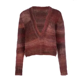 Rust Mohair V-Neck Pullover
