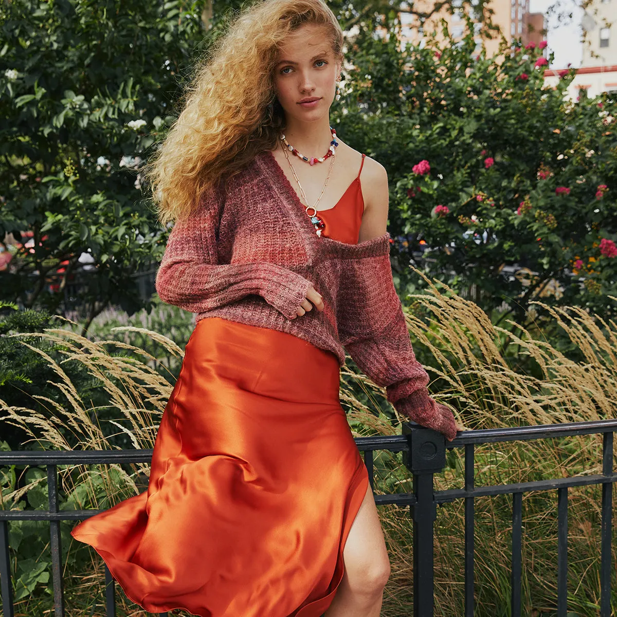 Rust Mohair V-Neck Pullover