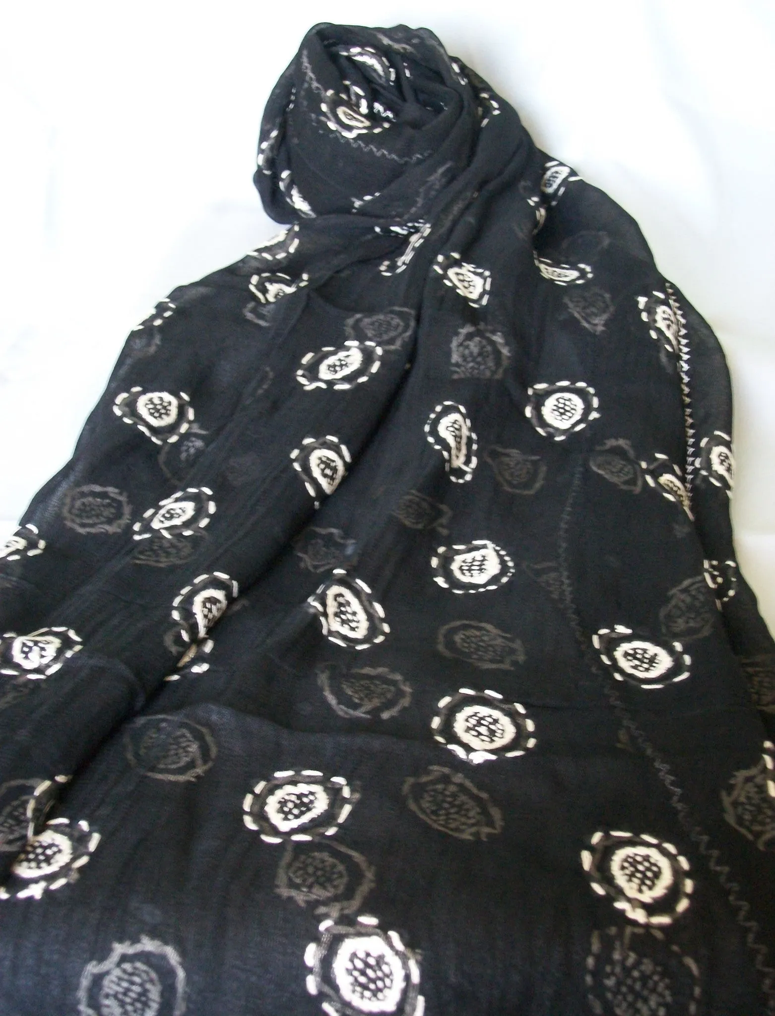 Scarf 1012 Black Georgette Phulkari Dupatta Chunni Shawl Wrap Shieno Sarees