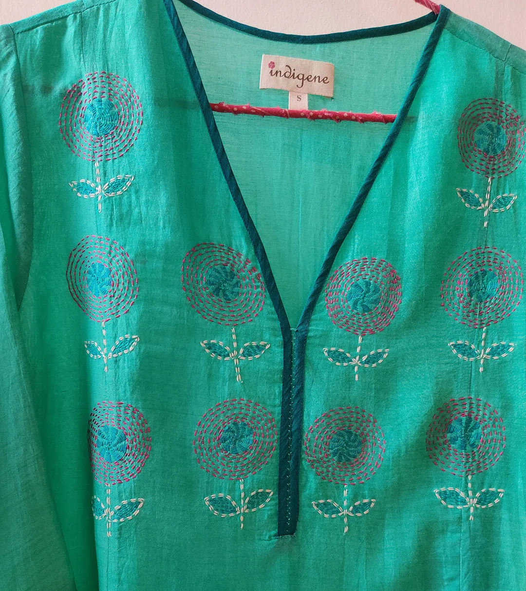Sea Green Embroidered Kurta (READY TO SHIP)