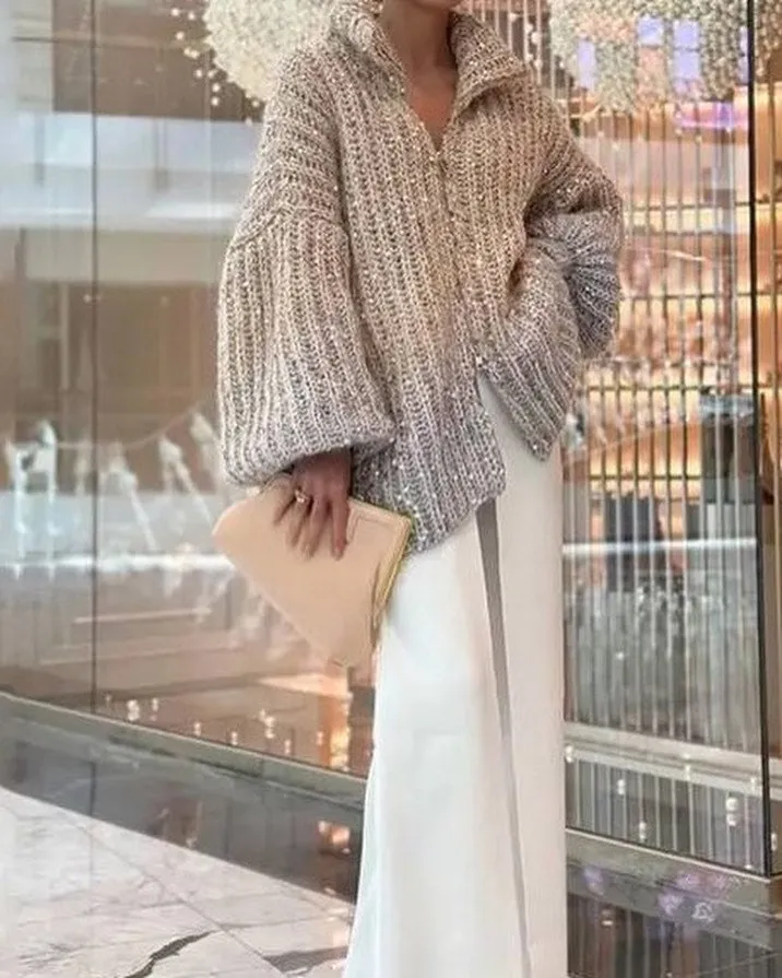 Shiny Sweater Cardigan