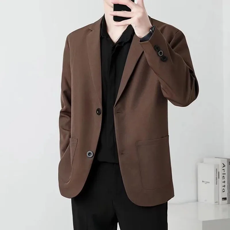 Simple Men's Suit Jackets Slim Single Breasted Business Casual Solid Color Male Blazer Korean Style New Autumn 9C6754