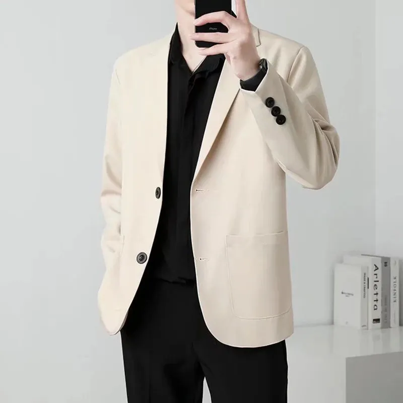 Simple Men's Suit Jackets Slim Single Breasted Business Casual Solid Color Male Blazer Korean Style New Autumn 9C6754