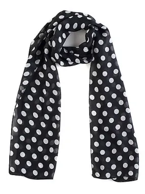Small Black Chiffon Polka Dot Scarf