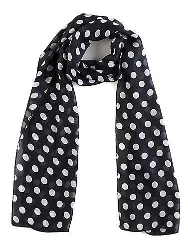 Small Black Chiffon Polka Dot Scarf