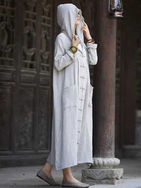 Solid Color Long Sleeve Hoodie Outwear Cardigan