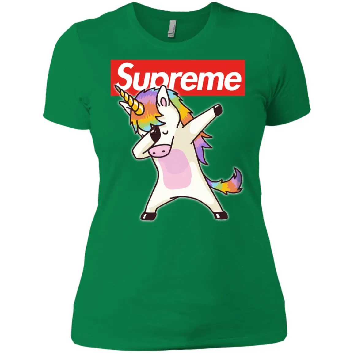 Supreme Unicorn T-shirt Dance Dabbing Unicorn Women Cotton T-Shirt