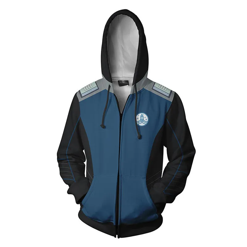 The Orville Hoodie Ed Mercer Captain Jacket Coat Halloween Zip Up Hooded Sweatshirt