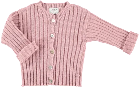 TOCOTO VINTAGE PINK RIBBED KNIT CARDIGAN