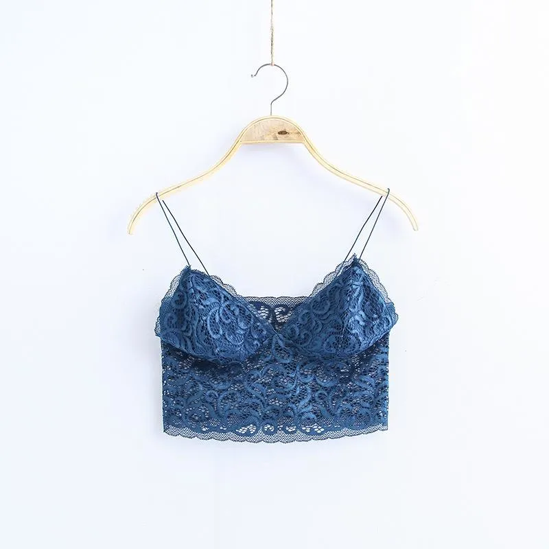 V Neck lace trim cami crop top camisoles tanks tops