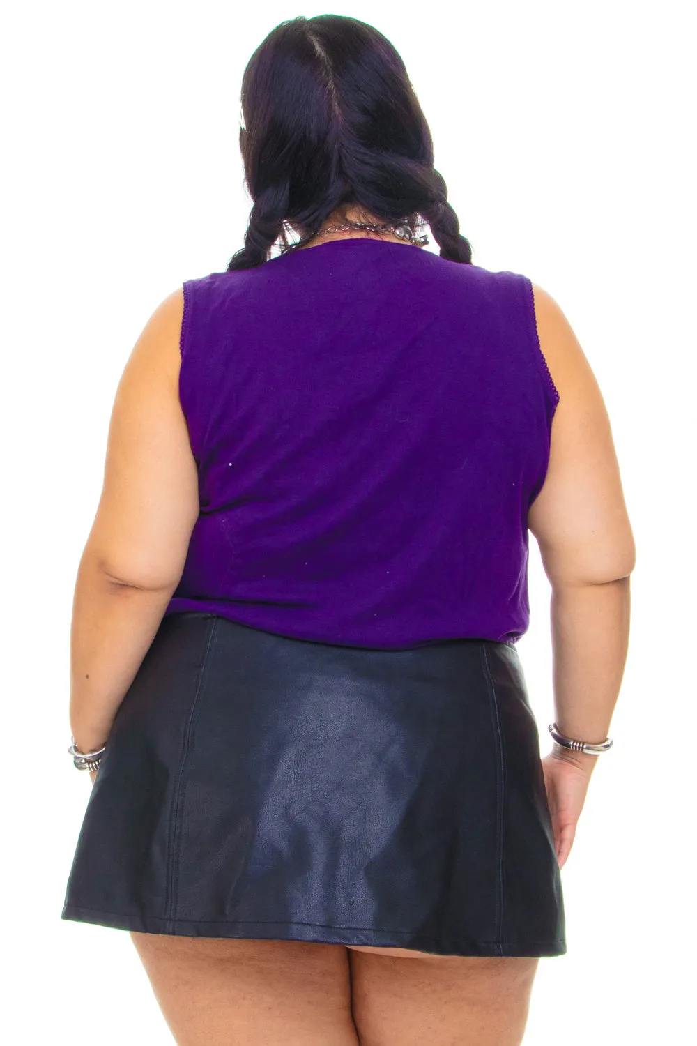 Vintage Y2K Purple Floral Trim Tank - XL/2X/3X