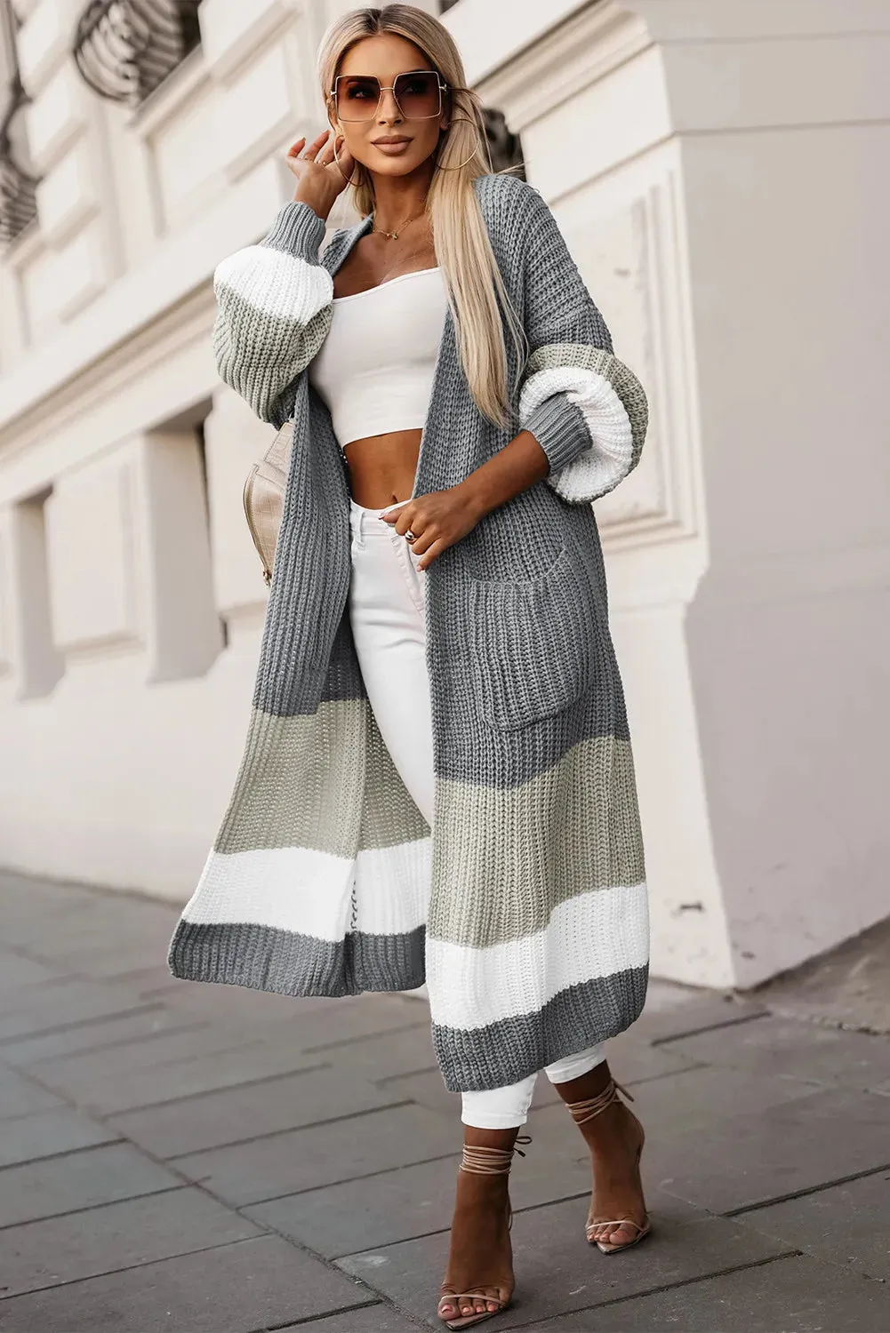 Willow Cable Knit Pocketed Duster Cardigan