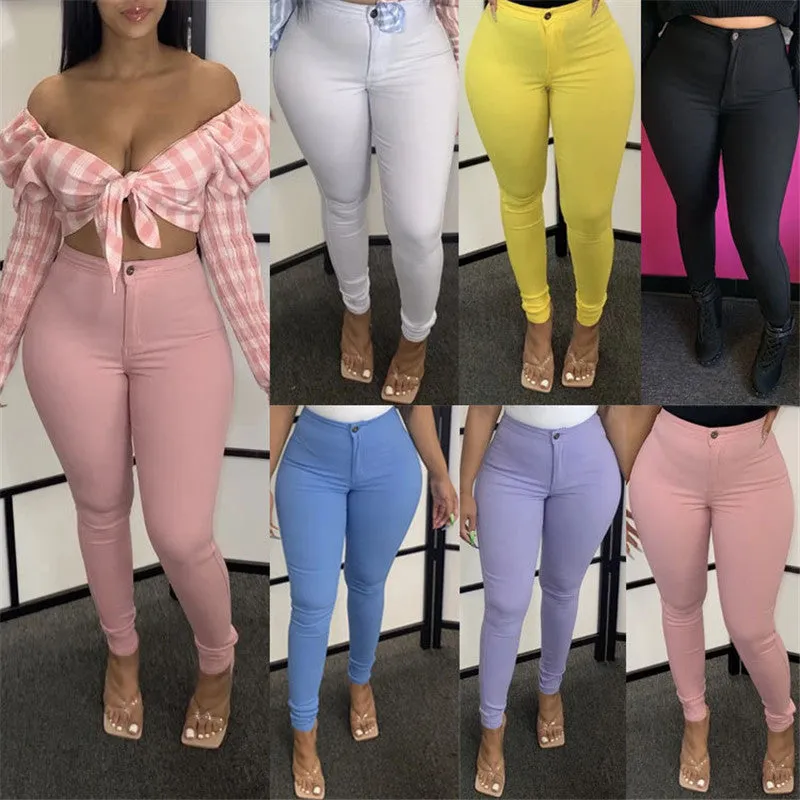 Womens Stretchy Skinny Jeans Sexy Slim Pencil Pants Size S-3XL