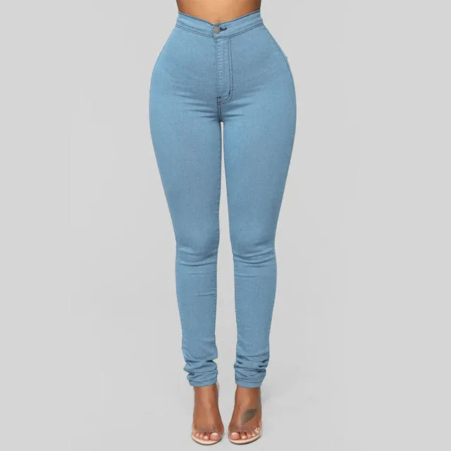 Womens Stretchy Skinny Jeans Sexy Slim Pencil Pants Size S-3XL