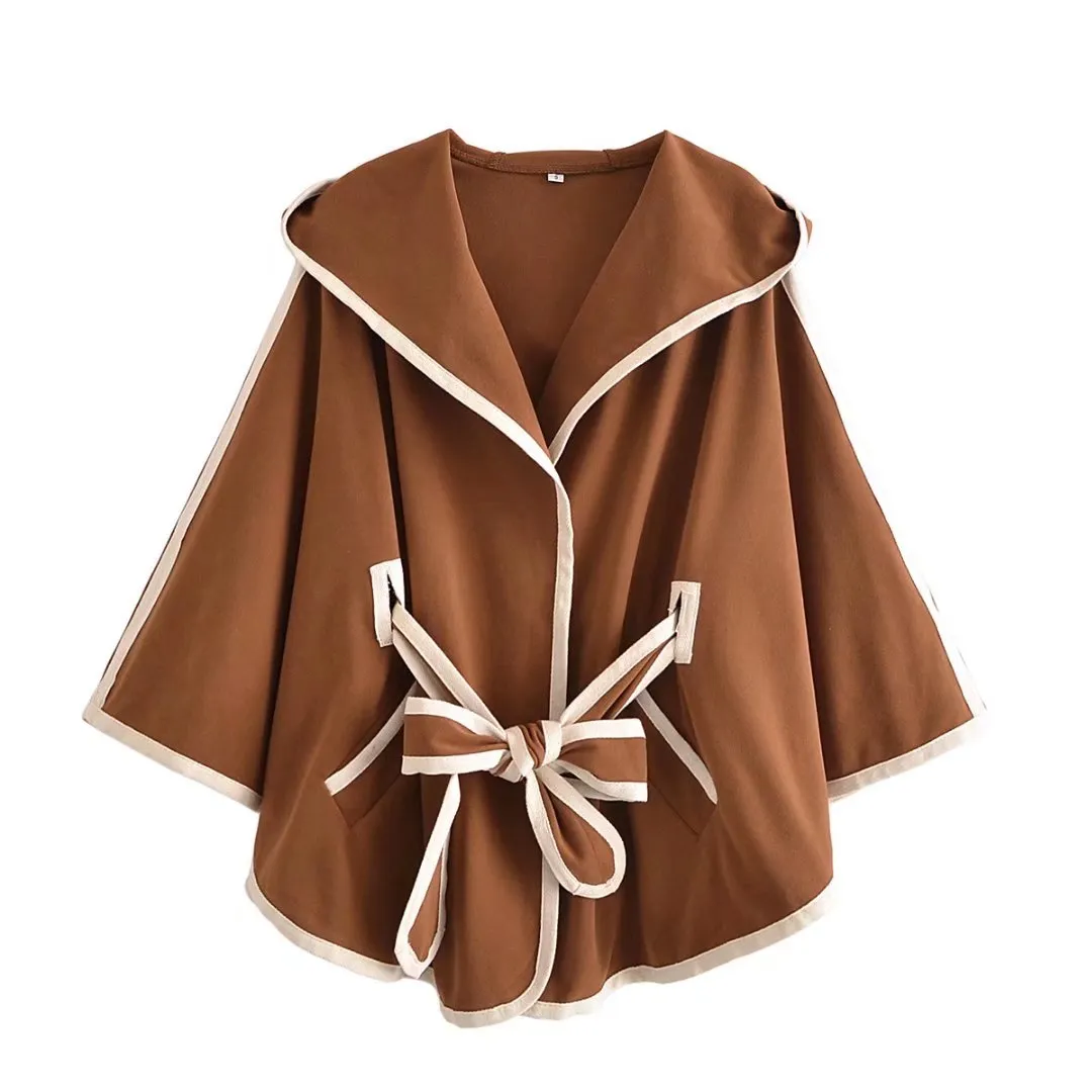xakxx Luxury Designer Brand Clothing Women's Autumn Cape Shawl Coat Winter Female  Blends Hoodie Jacket Vintage Overcoat